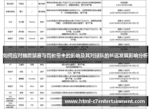 如何应对魏震禁赛与罚款带来的影响及其对球队的长远发展影响分析